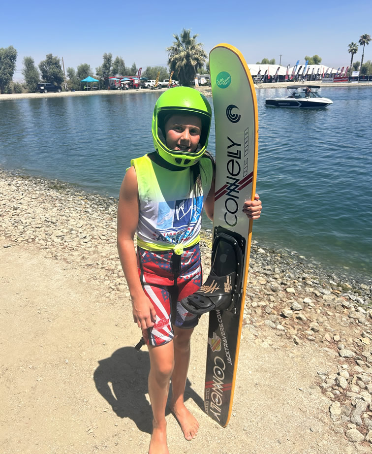 Kate Nelson Stylin one of her jump skis!